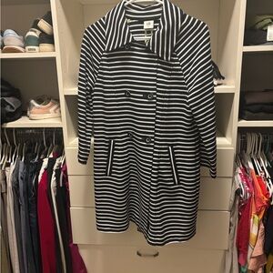 Cabi Maritime Trench Coat Nautical Striped Sailor Button Closure, M